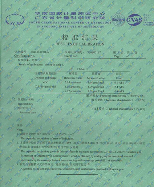 vocs氣體檢測(cè)儀標(biāo)定校準(zhǔn)檢測(cè)報(bào)告 vocs氣體檢測(cè)儀標(biāo)定校準(zhǔn)檢測(cè)報(bào)告