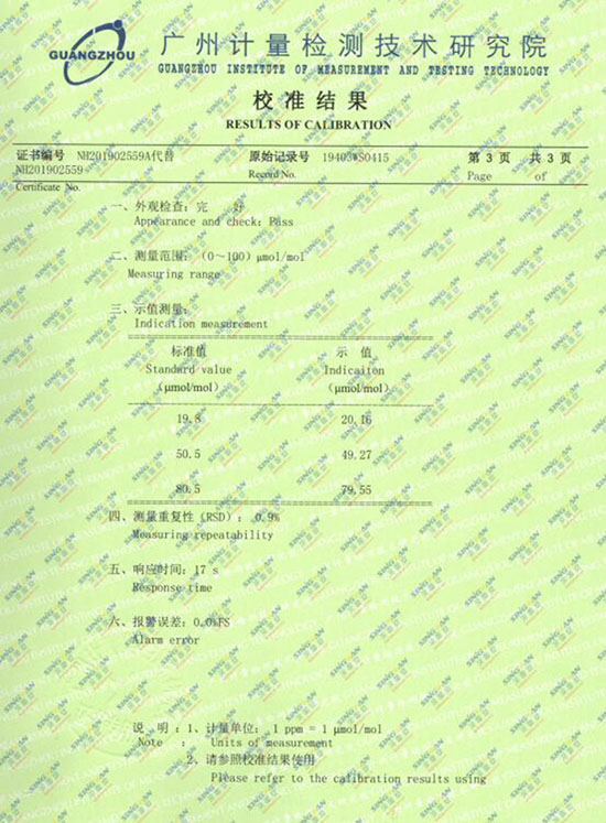 氟化氫氣體檢測(cè)儀計(jì)量校準(zhǔn)報(bào)告 氟化氫氣體檢測(cè)儀計(jì)量校準(zhǔn)報(bào)告