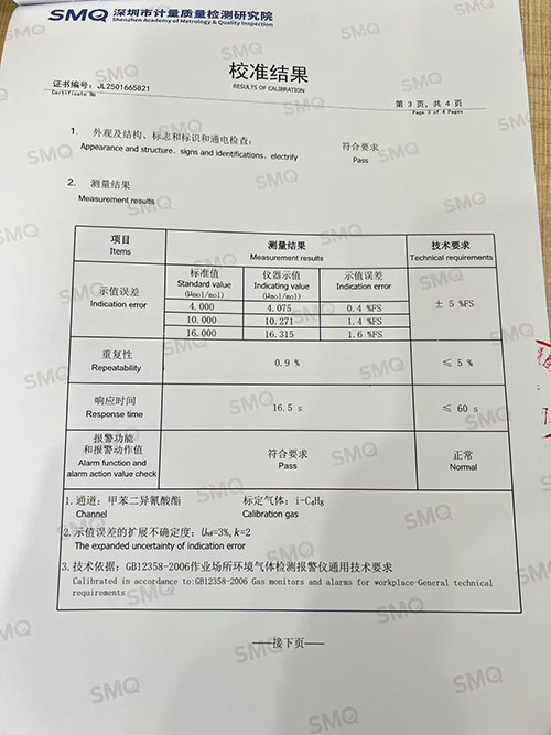 甲苯二異氰酸酯TDI檢測(cè)儀校準(zhǔn)證書(shū) 甲苯二異氰酸酯TDI檢測(cè)儀校準(zhǔn)證書(shū)