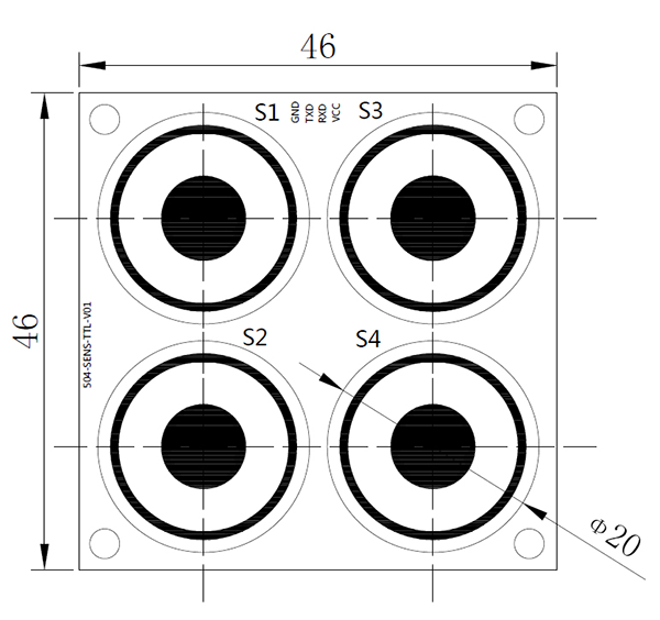 四氣傳感器模塊俯視圖