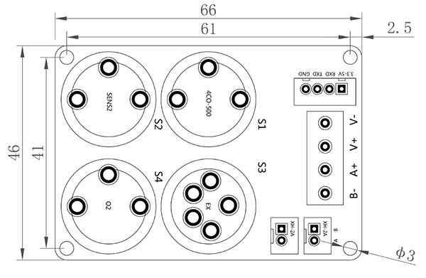 四氣傳感器模塊板尺寸